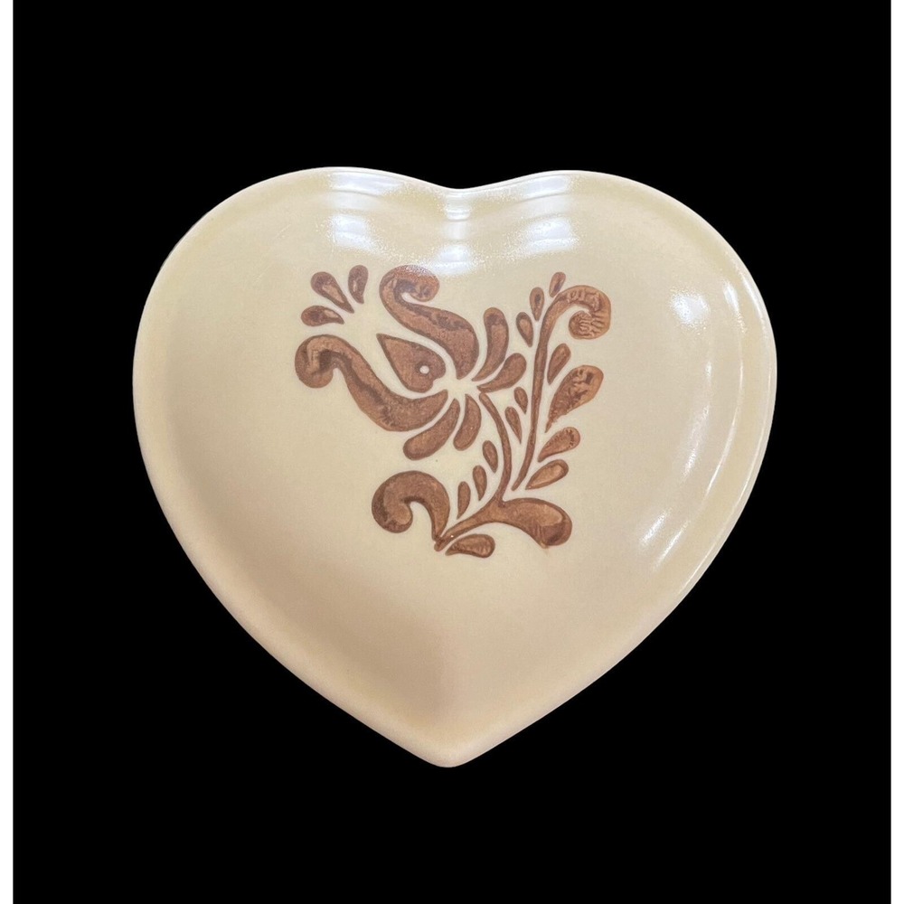 Vintage Pfaltzgraff VILLAGE Heart Shaped Trinket Box w/Lid 4" USA - Picture 2 of 4
